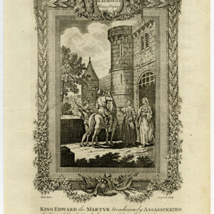 Antieke prent-ENGELAND-KONING EDWARD THE MARTYR-CORSE CASTLE-Wale-Grignion-1784