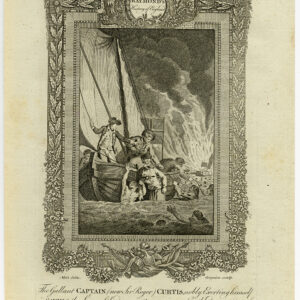 Antieke prent-NAVY-CAPTAIN CURTIS-GIBRALTAR-SHIP-SPANIARDS-Metz-Grignion-1784