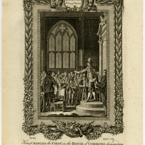 Antieke prent-ENGELAND-KONING CHARLES I-HOUSE OF COMMONS-Wale-Grignion-1784