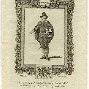 Antieke prent-ENGELAND-OLIVER CROMWELL-PORTRET-Wale-Grignion-1784