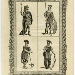 Antieke prent-ENGELAND-ROMEINSE SOLDAAT-DEENS-NORMAN-SAXON-Anoniem-1784