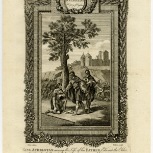 Antieke prent-ENGELAND-KONING ATHELSTAN-EDWARD-LEOFRID-SHERWOOD-Wale-Walker-1784