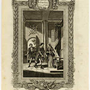 Antieke prent-ENGELAND-KONING EDGAR-INTERVIEW-KONINGIN ELFRIDA-Wale-Rennoldson-1784