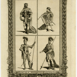 Antieke prent-ENGELAND-KONING ETHELRED-EDWARD-EDMUND-CANUTE-Metz-Grignion-1784