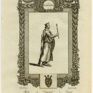 Antieke prent-ENGELAND-KONING STEPHEN-PORTRET-Wale-Grignion-1784