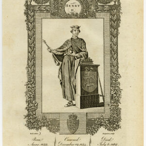 Antieke prent-ENGELAND-KONING HENRY II-PORTRET-Wale-Grignion-1784