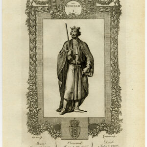 Antieke prent-ENGELAND-KONING EDWARD I-PORTRET-Wale-Grignion-1784