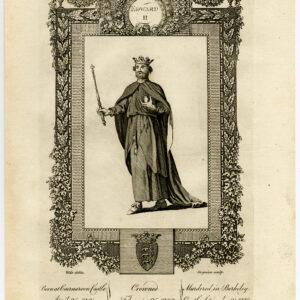 Antieke prent-ENGELAND-KONING EDWARD II-PORTRET-Wale-Grignion-1784