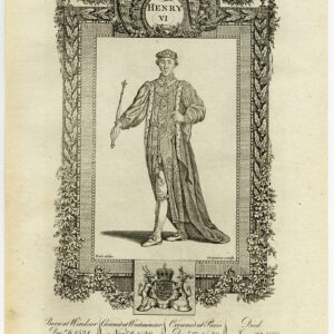 Antieke prent-ENGELAND-KONING HENRY VI-PORTRET-Wale-Grignion-1784