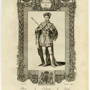 Antieke prent-ENGELAND-KONING EDWARD VI-PORTRET-Wale-Grignion-1784