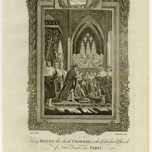 Antieke prent-ENGELAND-KONING HENRY VI-CORONATION-NOTRE DAME-Wale-Grignion-1784