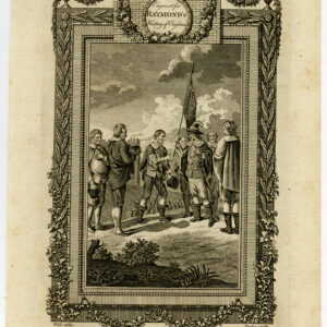 Antieke prent-ENGELAND-KING CHARLES I-ROYAL STANDARD-RETREAT-Wale-Taylor-1784