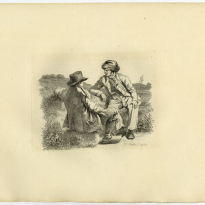 Antieke prent-LANDSCHAP-MAN-KLOMPEN-Marcus-1834