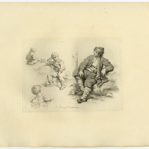 Antieke prent-STUDIE-MENSEN-ZITPOSITIES-Marcus-1834