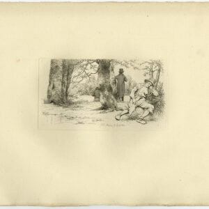 Antieke prent-LANDSCHAP-MENSEN-BOMEN-SLAAP-Marcus-1834