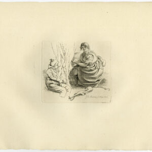 Antieke prent-STUDIE-VROUW-KOE-MELKEN-JUK-Marcus-1834