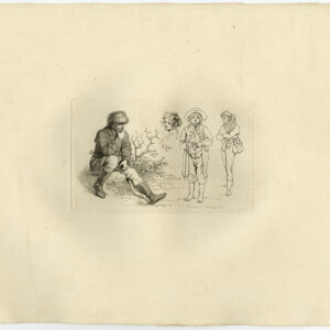 Antieke prent-STUDIE-MENSEN-HUNTER-BOER-BONT HOED-Marcus-1834