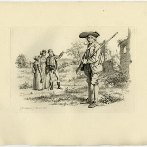 Antieke prent-LANDSCHAP-RUÏNE-GEWEER-ROKENDE-PIJP-19E EEUW-Marcus-1834