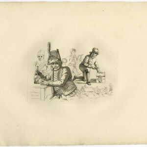 Antieke prent-STUDIE-SCHOENENPOETSDOOS-DRINKEN-19E EEUW-Marcus-1834