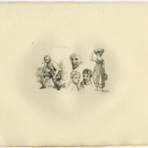 Antieke prent-STUDIE-PORTRET-PIJP ROKEN-19E EEUW-Marcus-1834