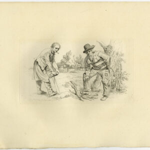 Antieke prent-LANDELIJK SCÈNE-LANDSCHAP-ZAGEN-BINDING-HOUT-PIJP-Marcus-1834