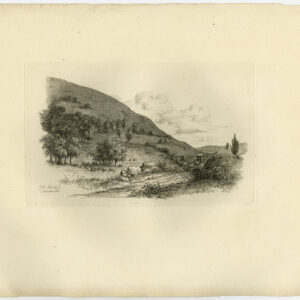 Antieke prent-LANDELIJK SCÈNE-LANDSCHAP-PAARD-KOETS-Marcus-1834