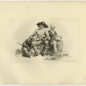 Antieke prent-VROUW-JONGEN-MAND-SLAAP-CAN-CAP-19TH EEUW-Marcus-1834