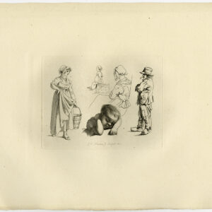 Antieke Prent-STUDIE-FIGUUR-EMMER-KLOMPJES-SLAPEND KIND-Marcus-1834