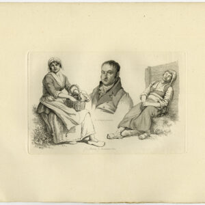 Antieke prent-HEER-BUSTE-STUDIE-KLOMPEN-SLAAPVROUW-Caspari-Marcus-1834