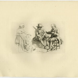 Antieke prent-STUDIE-ZITTEN-LEZEN-HOOOOVORK-Marcus-1834