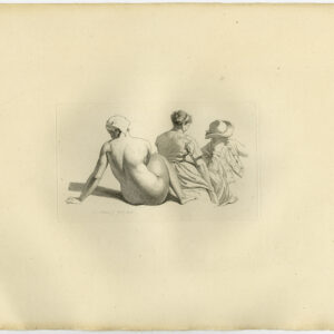 Antieke prent-STUDIES-NAAKTE VROUW-ZITTEND-1808-Marcus-1834