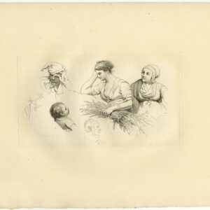 Antieke Prent-STUDIE-MENSEN-GEZICHT-SCHOEF VAN MAÏS-RUSTEND-1808-Marcus-1834