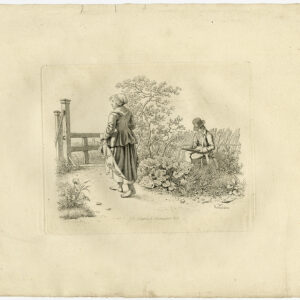 Antieke prent-OUTDOOR SCÈNE-GENTLEMAN-SCHETSEN-HEK-1810-Marcus-1834