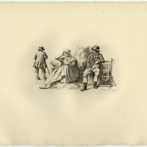 Antieke Prent-STUDIE-BOER-SCHOP-RUSTENDE-VROUW-PEDLAR-1809-Marcus-1834