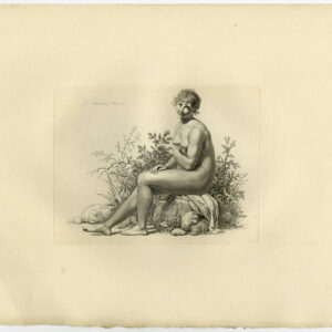 Antieke prent-VROUW-NAAKT-NAAKT-ZITTEN-ROCK-1810-Marcus-1834