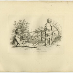 Antieke prent-JONGENS-BUITEN-MAKESHIFT HEK-1810-Marcus-1834