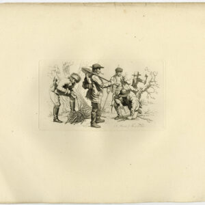 Antieke prent-FOREST-WERK-HATCHET-SCHOP-BINDENDE TIJGEN-1810-Marcus-1834