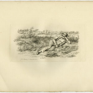 Antieke Prent-LANDSCHAP-MAN-RUSTENDE-ROKENDE PIJP-1813-Marcus-1834