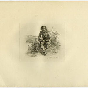 Antieke prent-LANDSCHAP-JONGE JONGEN-ZITTEN-1816-Marcus-1834