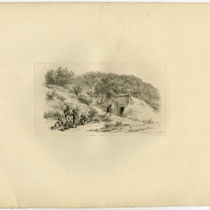 Antieke Prent-LANDSCHAP-SOLDAAT-REST-TUNNEL-1814-Marcus-1834