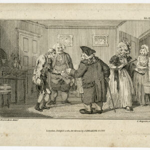 Antieke prent-INTERIEURSCÈNE-ENGELAND-ARME MAN-GELD-1793