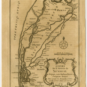 Antieke Kaart Afrika Senegal Rivier Bellin 1750