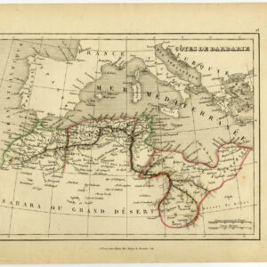 Antieke Kaart Afrika Marokko Libië Tunesië Algerije Binet 1840