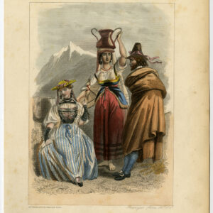 Antieke Print-KOSTUUM-JURK-ZWITSERLAND-ITALIË-Rouargue Freres-1866