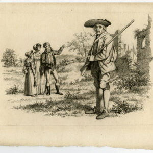 Antieke prent-LANDSCHAP-GUN-GEWEER-ROKENDE PIJP-RUÏNE-Marcus-1780