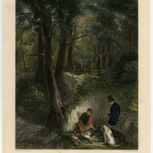 Antieke prent-JACHT-HONDEN-HUNTER-HAAS-FOWL-Cousen-Lee-1850