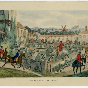 Antieke Prent-PAARD-HONDEN-JACHT-KERKHOF-SPORT-Alken-1840