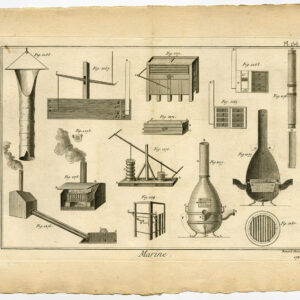 Antieke Prent-SCHEEPSBOUW-BOUW-GEREEDSCHAP-PLAAT 156-Diderot-Benard-1751