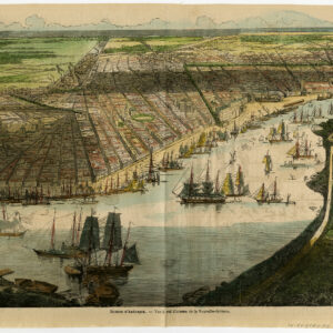 Antieke prent-NIEUWE ORELANS-VIEW-CIVIL WAR-SHIPS-USA-1880