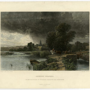 Antieke prent-LANDSCHAP-PAARD-KERK-DOUCHEWEER-Cousen-Cole-1880